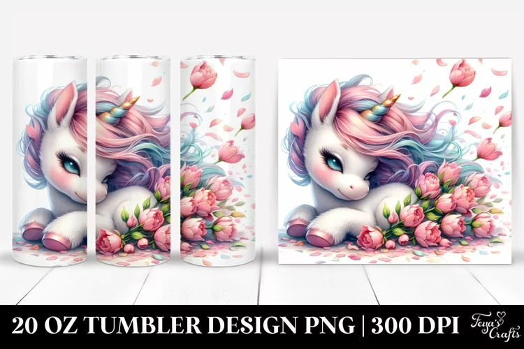 Cute Baby Unicorn Tumbling with Spring Petals | 20 Oz