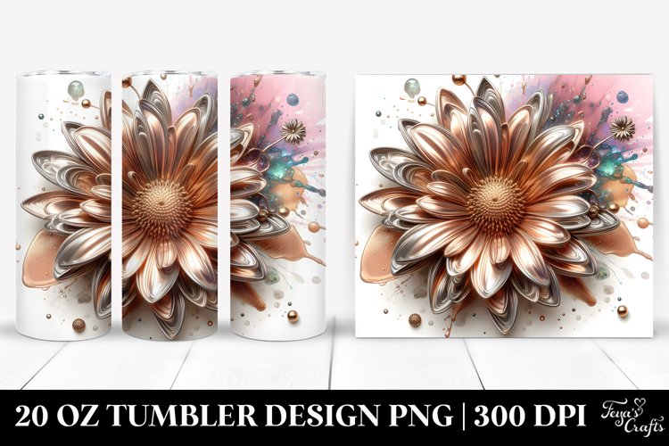 Abstract Glossy Daisy with Metallic Insertions | 20 Oz example image 1