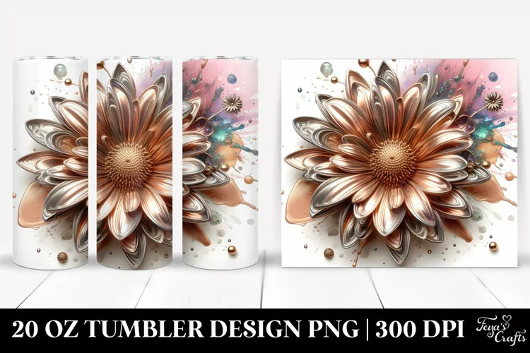 Abstract Glossy Daisy with Metallic Insertions | 20 Oz