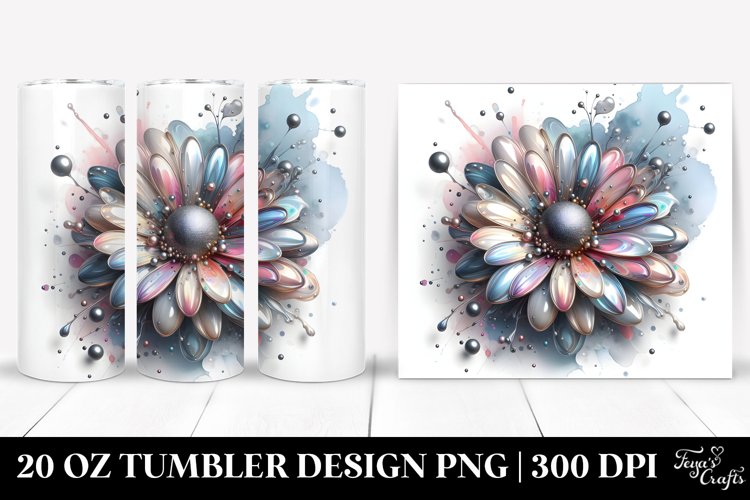 Abstract Glossy Daisy with Metallic Insertions | 20 Oz example image 1