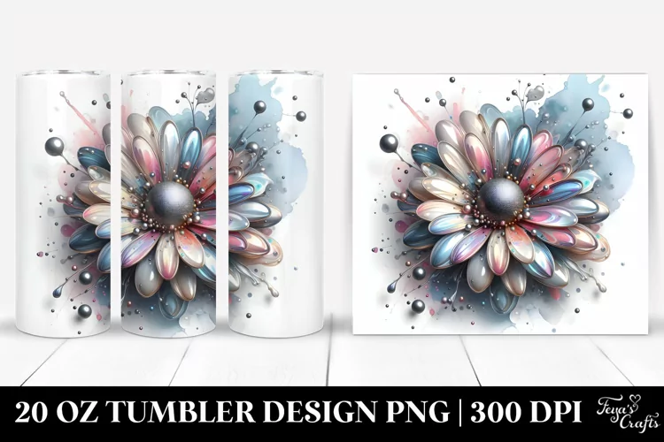 Abstract Glossy Daisy with Metallic Insertions | 20 Oz
