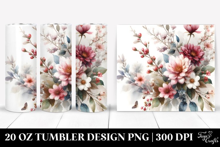 Washed Floral Tumbler | 20 oz Tumbler example image 1