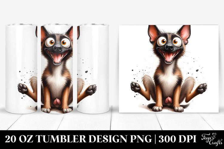 Malinois Watercolor Crazy Looking | 20 oz Tumbler example image 1