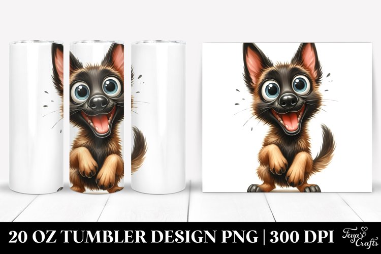 Malinois Watercolor Crazy Looking | 20 oz Tumbler example image 1