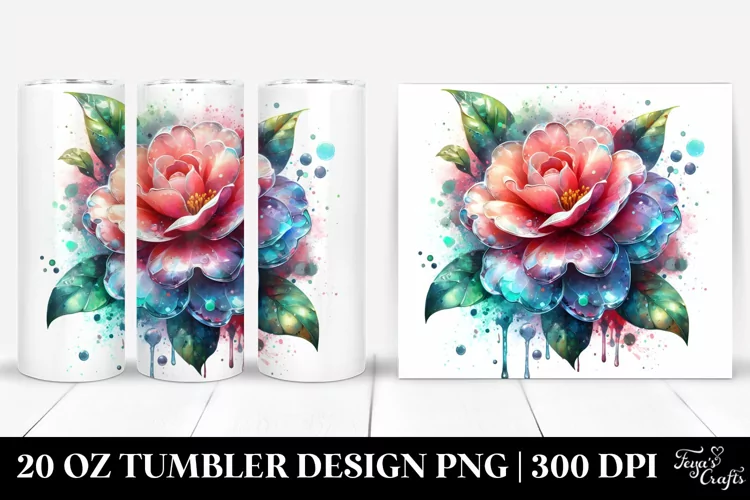 Abstract Shiny Camellia Watercolor | 20 oz Tumbler