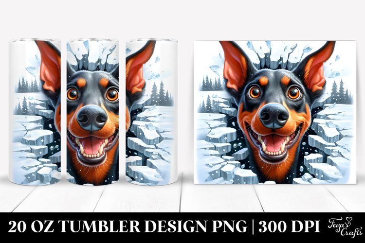 Doberman Watercolor Crazy Looking | 20 oz Tumbler example image 1