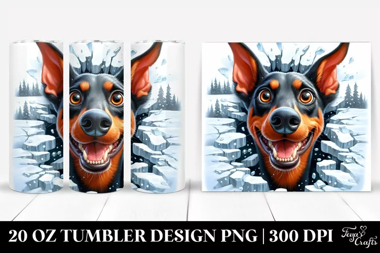 Doberman Watercolor Crazy Looking | 20 oz Tumbler