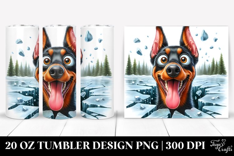 Doberman Watercolor Crazy Looking | 20 oz Tumbler example image 1