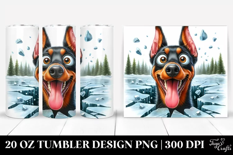 Doberman Watercolor Crazy Looking | 20 oz Tumbler