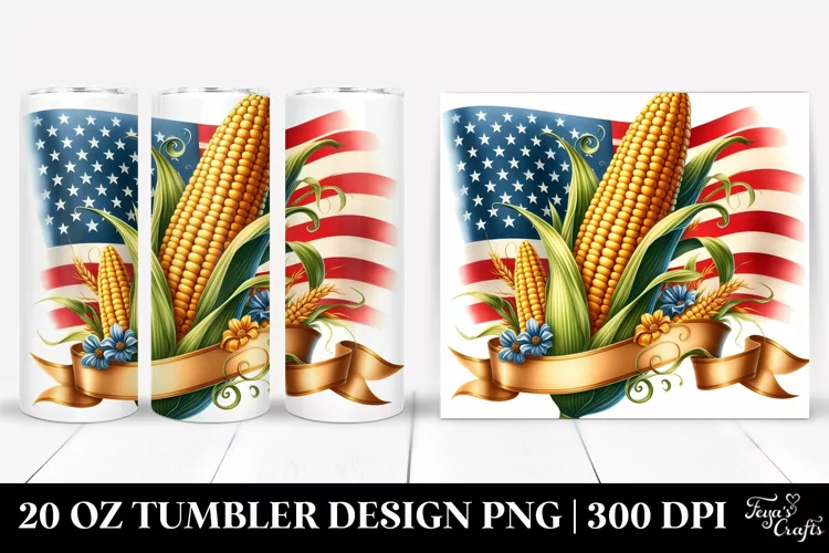Watercolor Vintage Corn with Ribbons | 20 Oz Tumbler