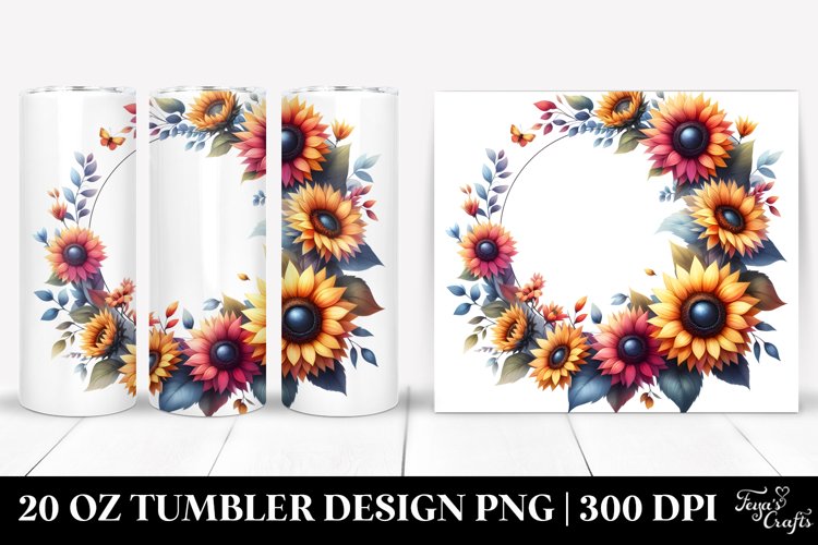 Vibrant Floral Frame with Sunflower Petals | 20 oz Tumbler