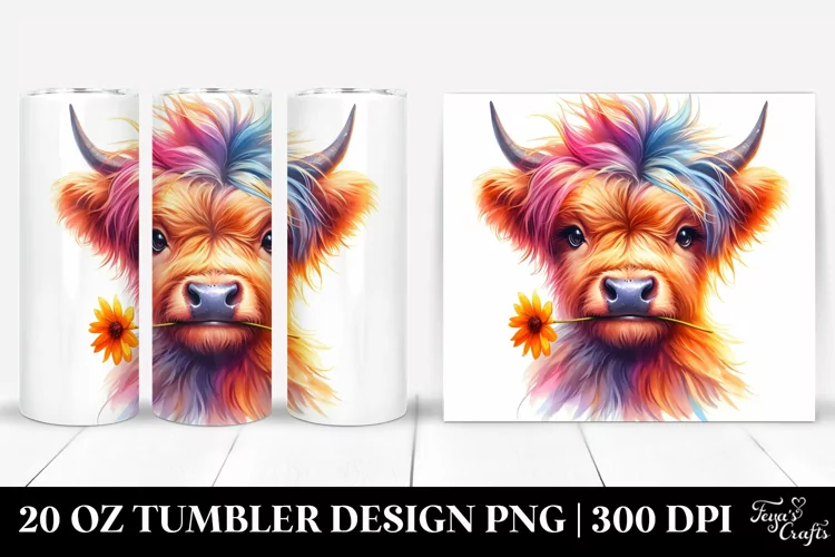 Vibrant Baby Highland Cow 20 Oz Tumbler