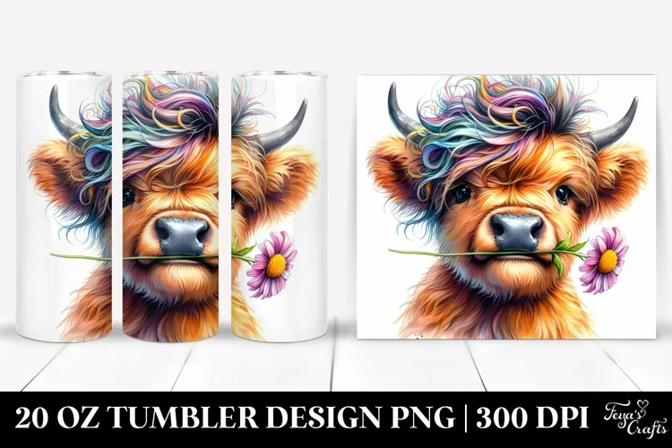 Vibrant Baby Highland Cow 20 Oz Tumbler