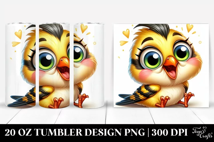 Crazy Baby Goldfinch Cartoon | 20 oz Tumbler