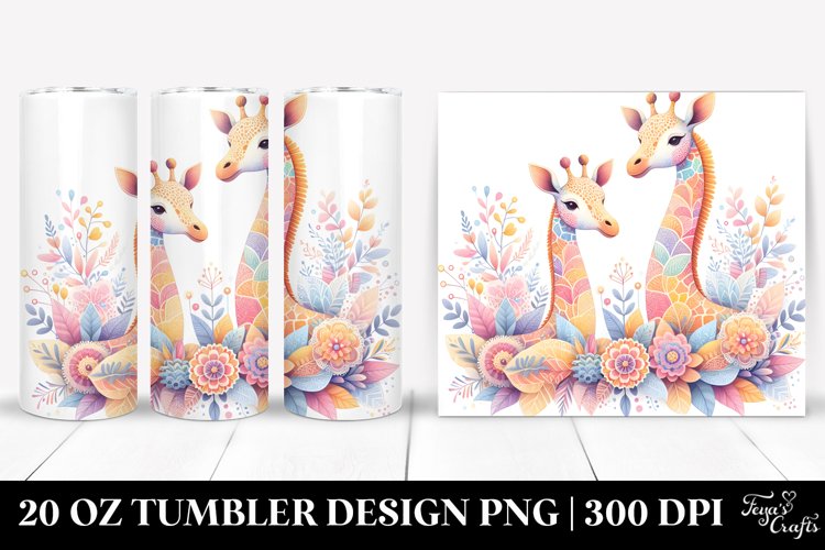Colorful Giraffefloral Pastel | 20 Oz Tumbler example image 1