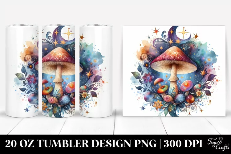 Colorfull Magical Watercolor Mushroom | 20 Oz Tumbler