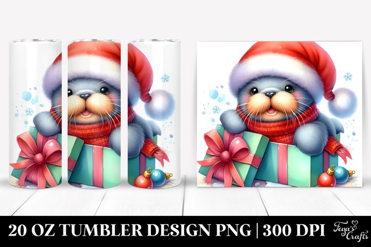 Whimsical Walrus, Festive 20 Oz Tumbler example image 1