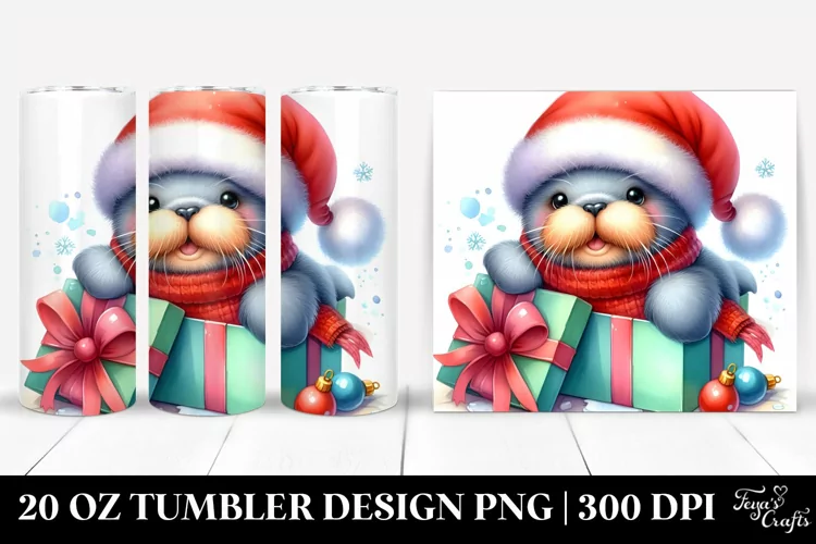 Whimsical Walrus, Festive 20 Oz Tumbler
