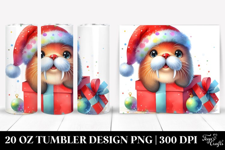 Expressive Walrus, Festive 20 Oz Tumbler example image 1