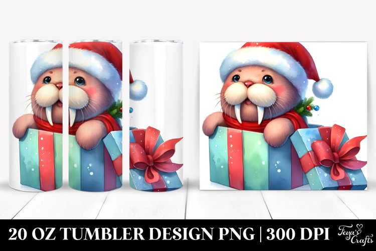 Festive Walrus, Winter 20 Oz Tumbler example image 1