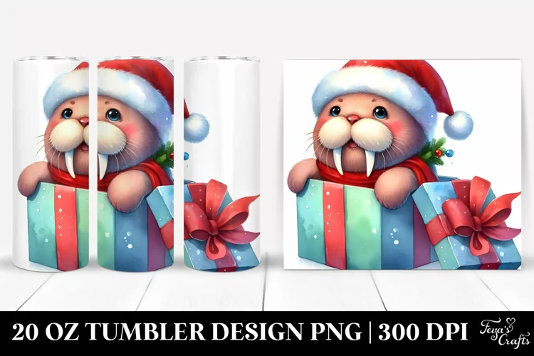 Festive Walrus, Winter 20 Oz Tumbler