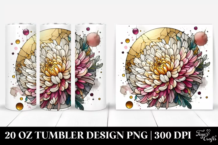 Stained Chrysanthemum with Golden Insertions | 20 Oz