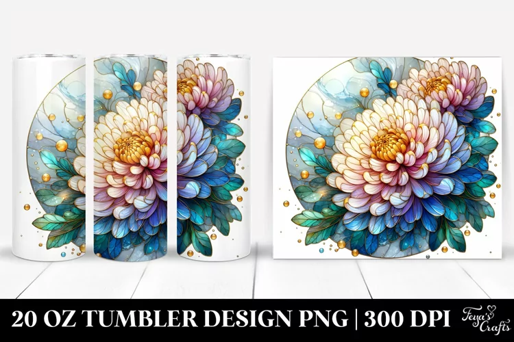 Stained Chrysanthemum with Golden Insertions | 20 Oz