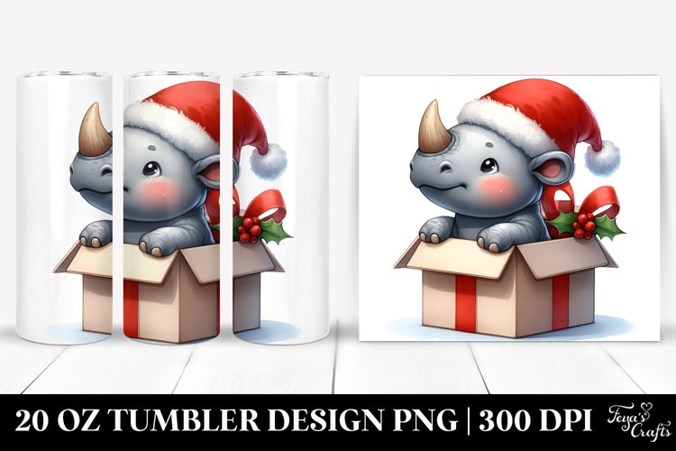 Expressive Rhino, Christmas 20 Oz Tumbler example image 1