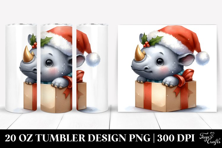 Cute Rhino, Festive 20 Oz Tumbler example image 1