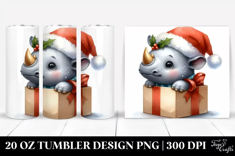 Cute Rhino, Festive 20 Oz Tumbler