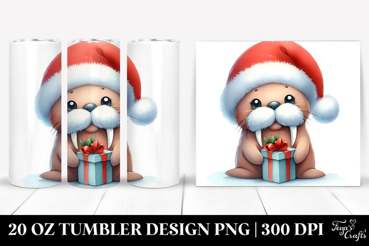 Expressive Walrus with Winter Outfit 20 Oz Tumbler example image 1