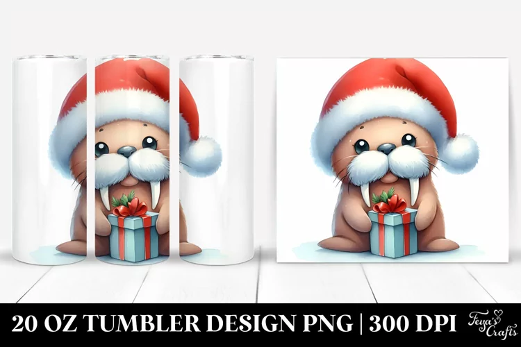 Expressive Walrus with Winter Outfit 20 Oz Tumbler