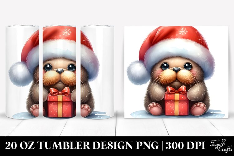 Expressive Walrus with Winter Outfit 20 Oz Tumbler example image 1
