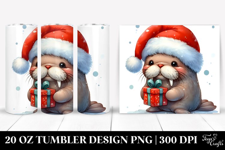 Expressive Walrus with Winter Outfit 20 Oz Tumbler example image 1