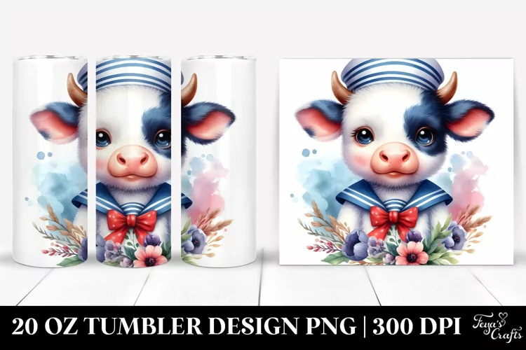 Colorful Baby Cow Sailor | 20 Oz Tumbler