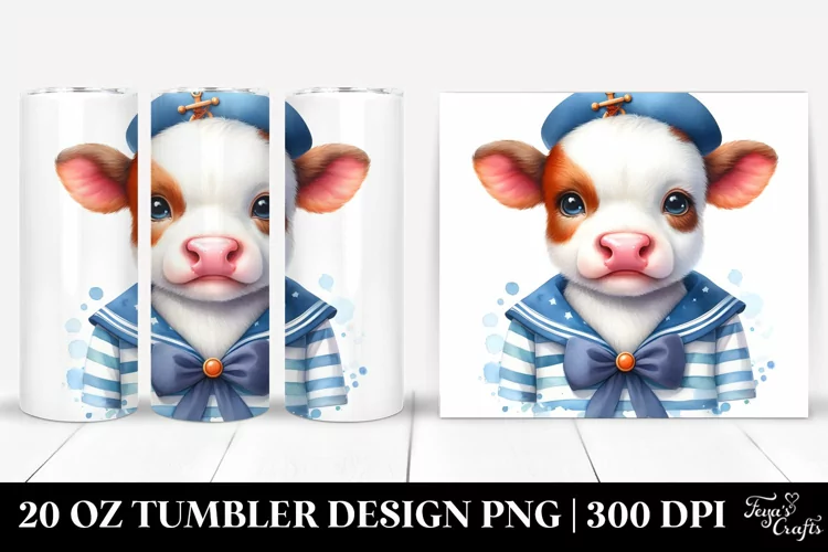 Colorful Baby Cow Sailor | 20 Oz Tumbler