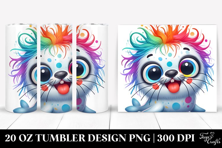 Colorful Crazy Cartoon Seal | 20 Oz Tumbler example image 1