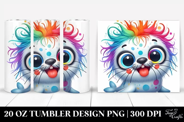 Colorful Crazy Cartoon Seal | 20 Oz Tumbler