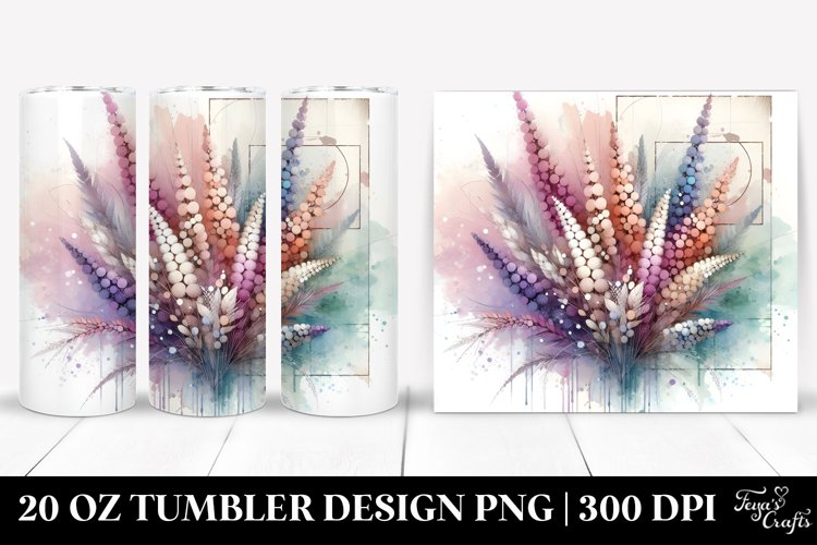 Wooden Stained Heather Watercolor Splash 20 Oz Tumbler