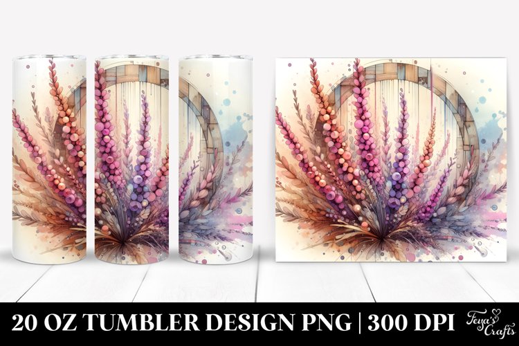 Wooden Stained Heather Watercolor Splash 20 Oz Tumbler example image 1
