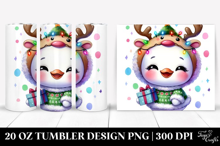 Enthusiastic Swan with Reindeer Horns 20 Oz Tumbler example image 1