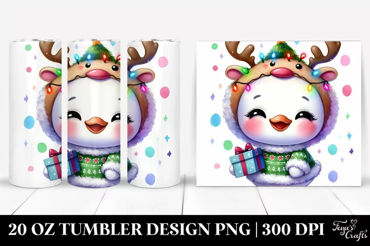 Enthusiastic Swan with Reindeer Horns 20 Oz Tumbler