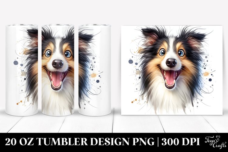 Cute Crazy Watercolor Collie | 20 Oz Tumbler example image 1