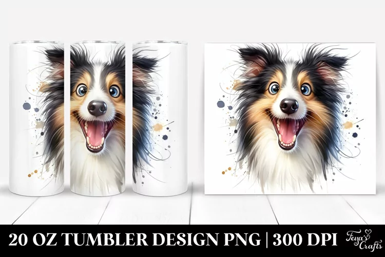 Cute Crazy Watercolor Collie | 20 Oz Tumbler