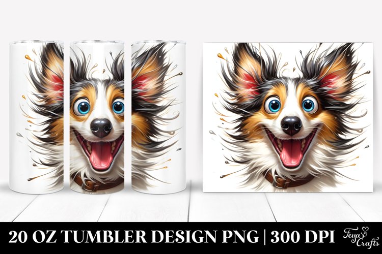 Cute Crazy Watercolor Collie | 20 Oz Tumbler example image 1