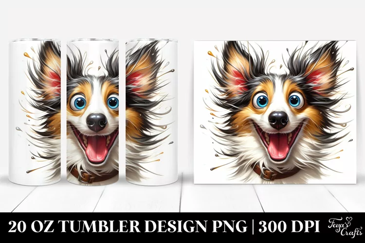 Cute Crazy Watercolor Collie | 20 Oz Tumbler