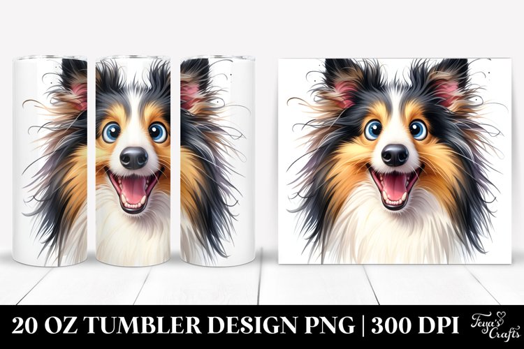 Cute Crazy Watercolor Collie | 20 Oz Tumbler example image 1