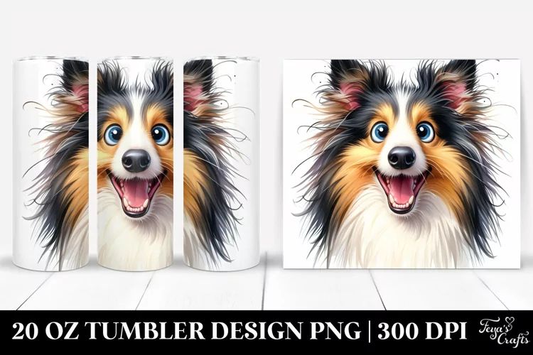 Cute Crazy Watercolor Collie | 20 Oz Tumbler