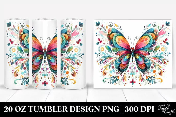 Colorful Whimsical Butterfly | 20 Oz Tumbler