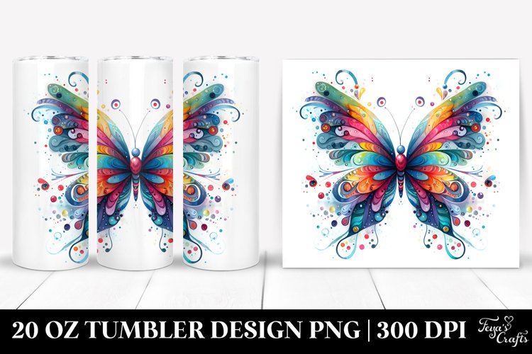 Colorful Whimsical Butterfly | 20 Oz Tumbler
